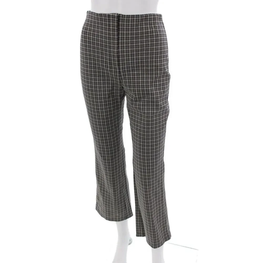 Theory Womens Dress Pants Black Plaid Zip 26 Inseam Size 2